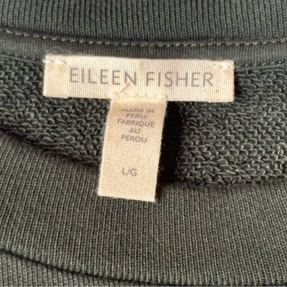 Eileen Fisher Forest Green Crewneck Sweatshirt Size Large New Without Tags! - Picture 4 of 10